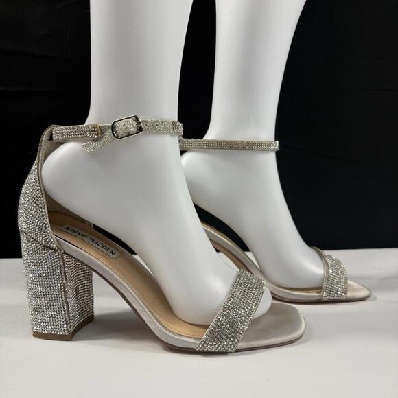 Steve Madden Tiaa ankle strap heels glass rhinestones size 8M evening party - Picture 3 of 9